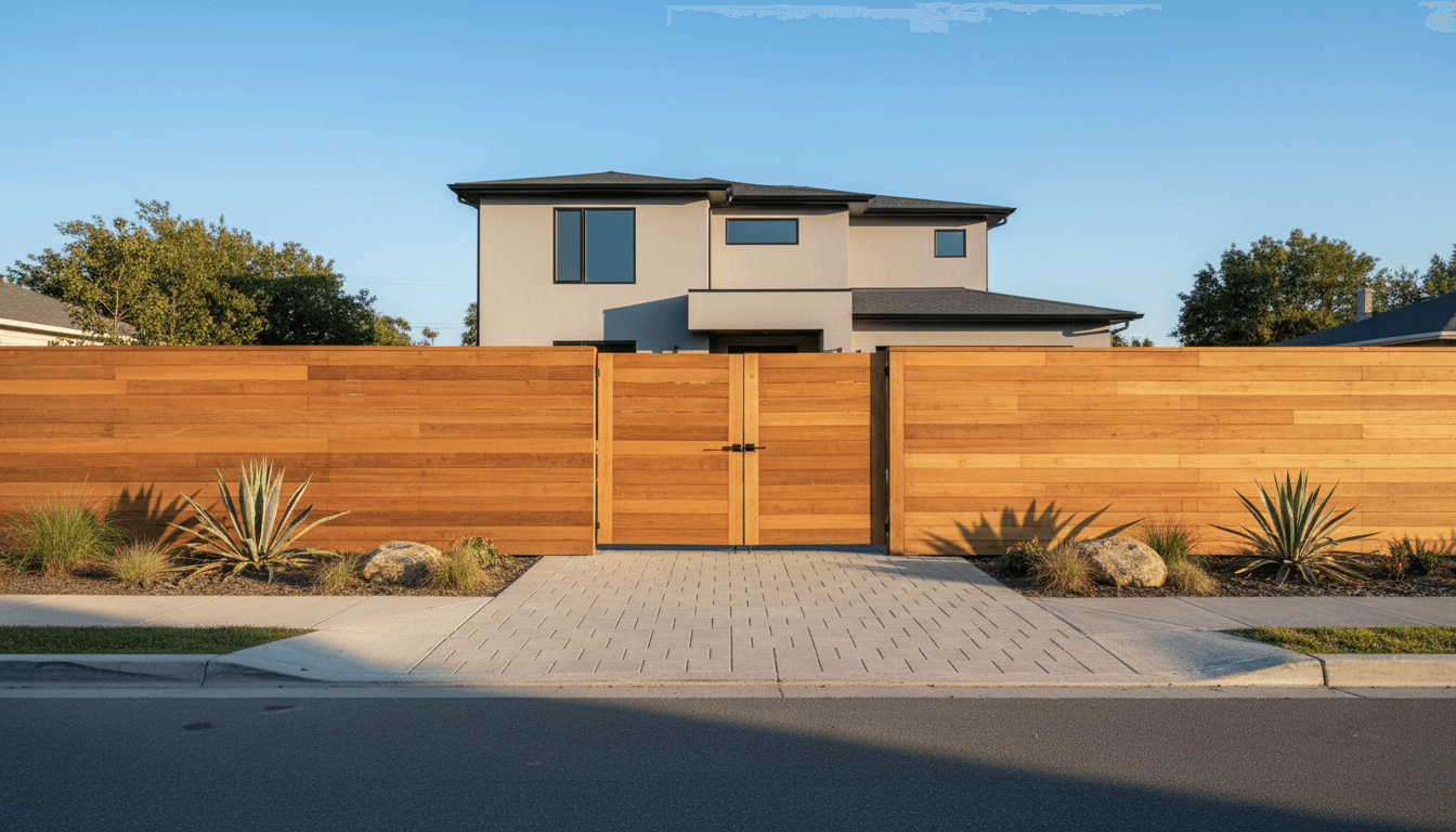 Custom wooden fence installation with clean contemporary design
